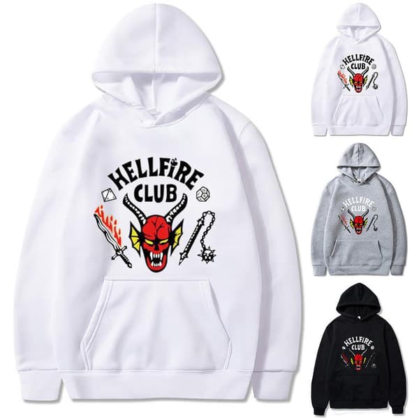 Stranger Things 4 Hellfire Club Hettegenser Hettegenser Topp W Hvit White M