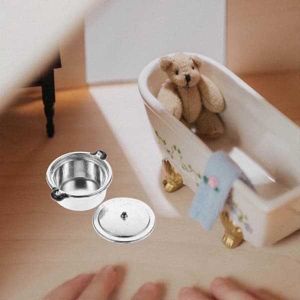 Silver Miniatyr Minispis för Dekor Utbildningslegeringsgryta