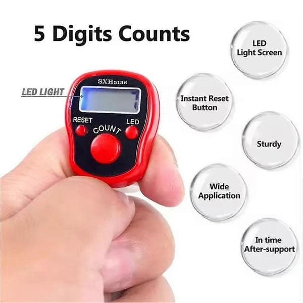 LED Muslimsk Teller Fingerring Håndteller Digital Tasbih
