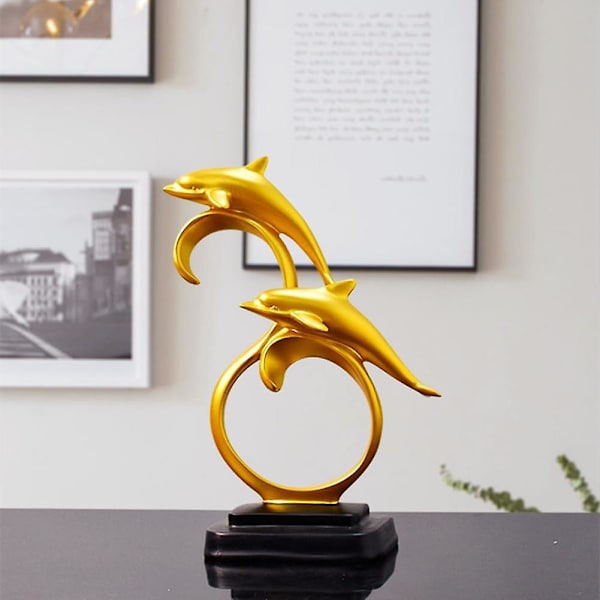 Delfin ornament, Delfin figur, Lykke ornamenter, Havdyr samleobjekt skulptur bordplade ornamenter til kontor stue indretning