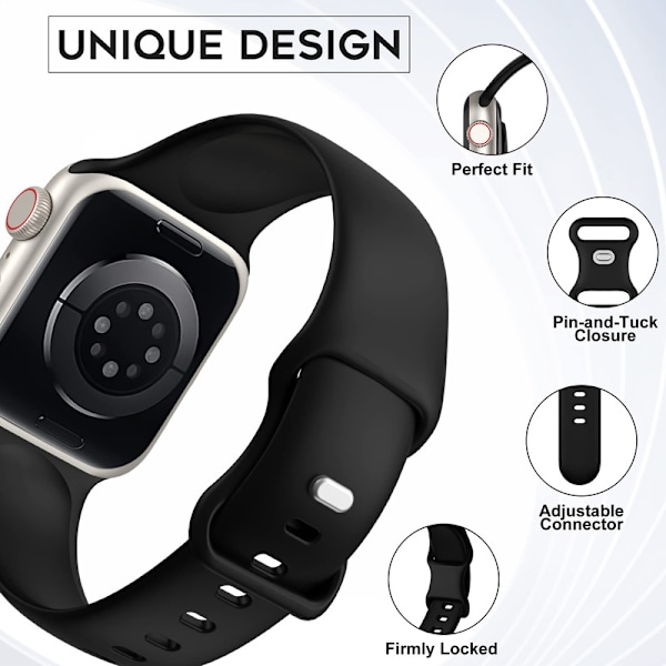 4-pakning sportsarmbånd kompatibelt med Apple Watch-reim 42/44/45/49 mm, silikon erstatningsarmbånd for iWatch Ultra/Ultra 2, Serie 9 8 7 6 5 4 3 2 1SE 42/44/45/49mm