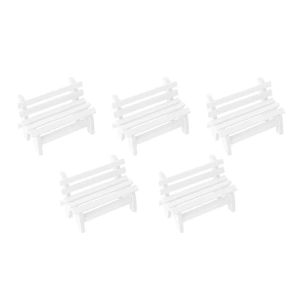 Mini träbänksprydnad för dekoration 5 st vit förpackning