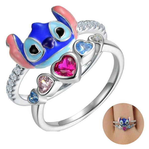Lilo & Stitch Ringe Sparkling Heart Ring Lady Girl smykkegave 7