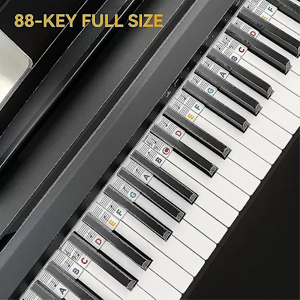 Fjernelsesklaver Keyboard Note Labels Genanvendelige Silikone 88 Tangenter Klaver Noter Guide Stickers Colorful