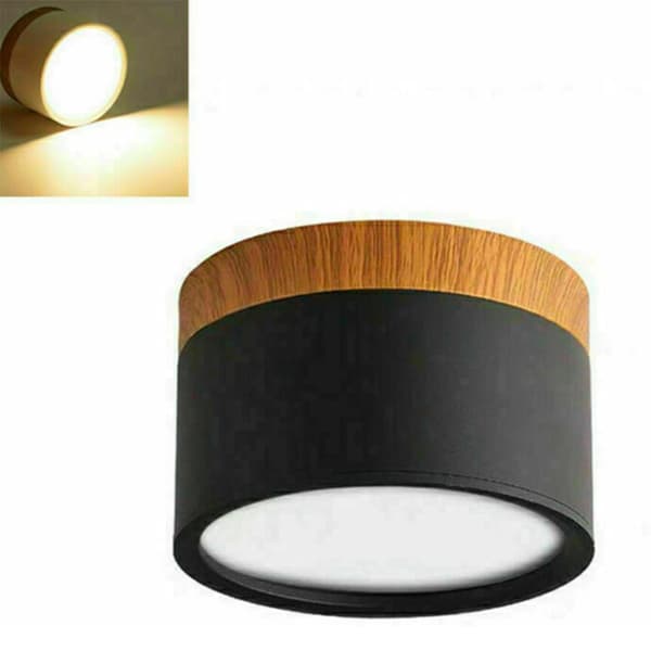 LED-loftlampe, varmt hvidt downlight til stue, gang, sort
