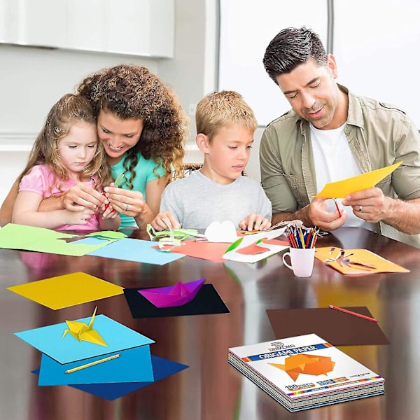 Konst och hantverk Origami papper för barn - Förpackning med 100 ark - Dubbelsidig - 10 levande färgade tum
