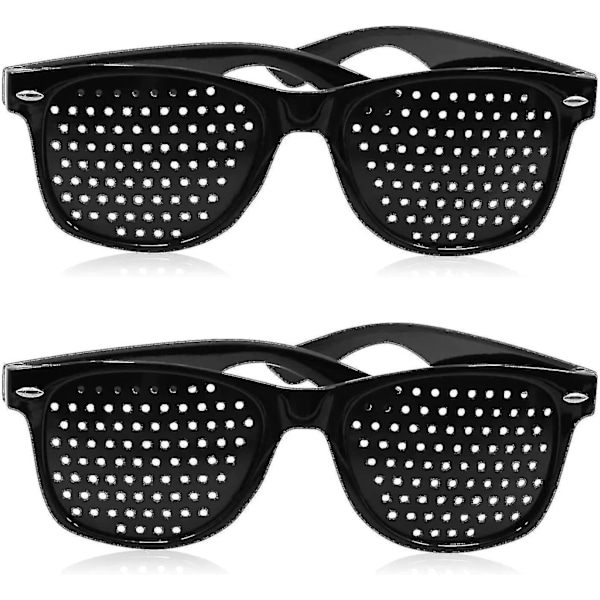 2-pak Pinhole Briller til Forbedring af Synet, Sorte Unisex Synsstyrkende Pinhole Briller