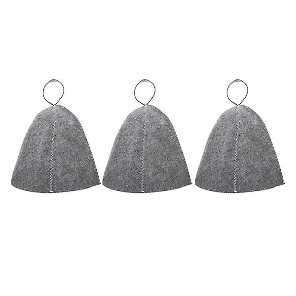 3 stk. Saunahat Blød Hovedbeskytter Stilfuld Saunahat Åndbar Sauna Filt Hat Grey 32X24X0.5CM