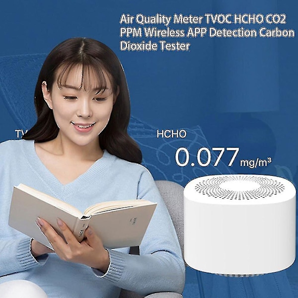Digital CO2-måler Gassdetektor CO2-sensor Luftkvalitetsmonitor Formaldehyd Tvoc Karbondioksid Trådløs App Luftanalysator-yuyu