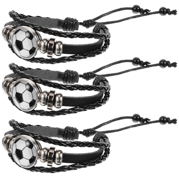 3 stk Fotballarmbånd Gutter Fotball Charm Armbånd Fotball Fotball Armbånd Fotball Smykker Black 17X3X1CM