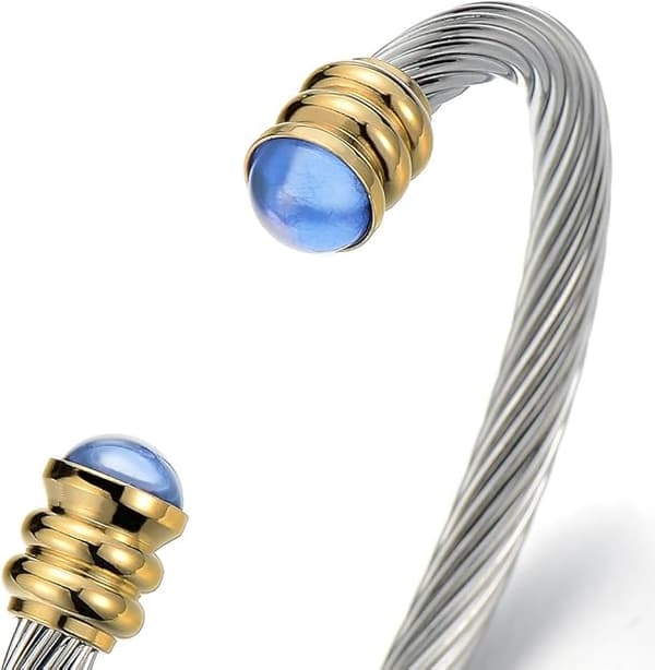 Klassisk justerbart elastisk armbånd til mænd, lavet af rustfrit stål, stålkabel