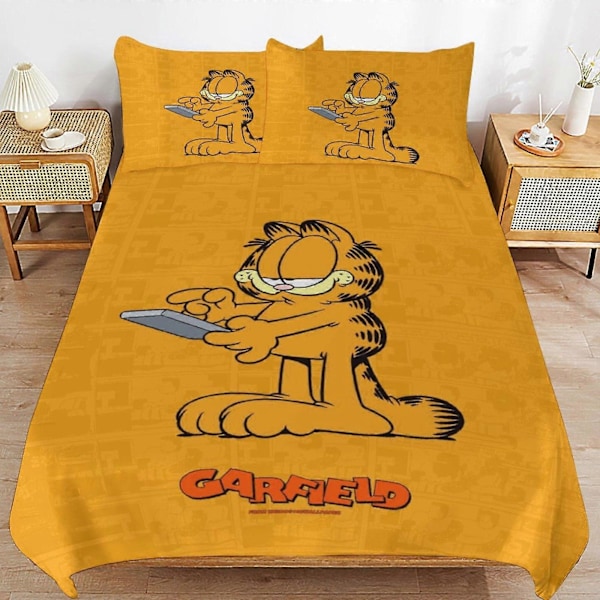 x199 Garfield Peittopussilakana Mikrokuitu Vuodevaatesetti 3D-painettu Kevyt 3-osainen Peittosetti, 1 Peittopussi ja 2 Tyynyliinaa Lapsille Pojille Gi 135x200cm 53x78in