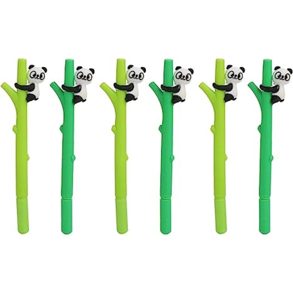 6 pcs panda ballpoint pen cute panda gel ink pen cartoon animal pen for school office stationery writing supplies - 0.5mm black