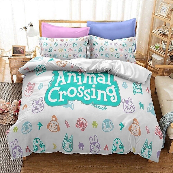 v5795 Sengetøj Animal Crossing Sengesæt 3 STK Dynebetræk Pudebetræk Betræk Børnegaver Sengetøj IU5795 240x260cm 94x102in