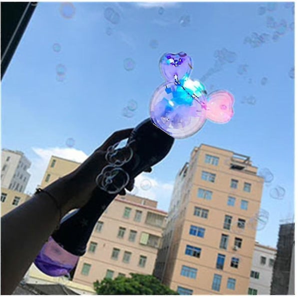 Bubble Machine Elektrisk Bubble Wand Giftfri Holdbar med musikalsk lys Fairy Stick Bubble