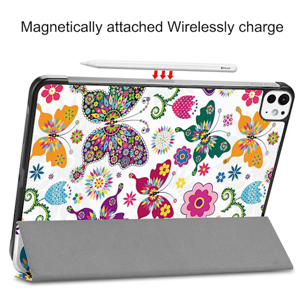 Fodral för iPad Pro 11 (2024) - Trivikt Stativ PU Läder Mönster Smart Surfplatta Skydd - Multicolor Butterflies