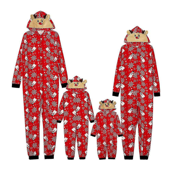 Jul Familj Matchande Älg Pyjamas Onesie Jumpsuit Xmas Huva Sovkläder Vuxna Barn Mamma Pappa Dotter Son Loungewear Kids 9-10 Years