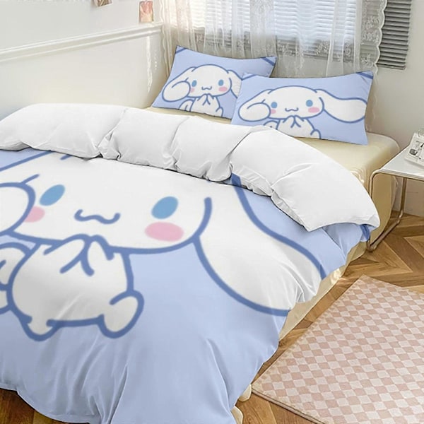 v1260 Cinnamoroll Täcke Set Tjockt Mjukt 3 Delars Sängklädesset Året Runt Täcke med 2 Örngott för Vuxna Kvinnor Flickor Tonåringar Hem Rum Inredning io 240x260cm 94x102in