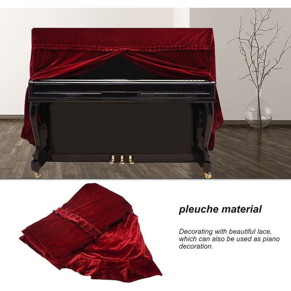 Klaverbetræk, Pleuche Fuldt klaver Støvtæt dekoreret betræk (rød) Beslag taburet152x60x110cm