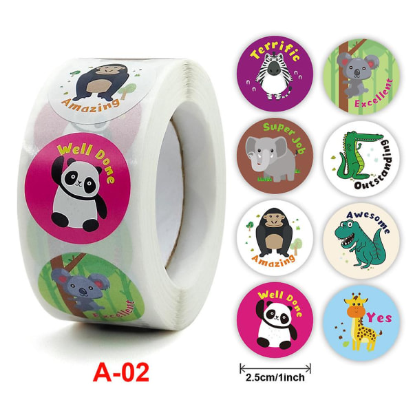 50 Pieces Rewards Stickers, Animal Stickers Roll Animal Sticker Kids Gift