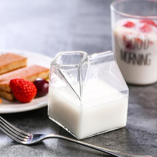 2-pack Mjölkkartong i glas Klar Mini Gräddkanna Behållare Kanna Kaffekopp Juiceflaska