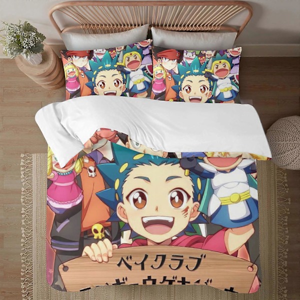 v595 Beyblade Burst Mjukt 3D-tryckt Påslakanset Sängkläder med Täcke 3-delars Set Inkluderar 2 Örngott och 1 Överdrag Maskintvättbar ol595 135x200cm 53x78in