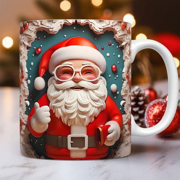 3D-printed Christmas gift mug, eco-friendly and durable, modern design, style C. C