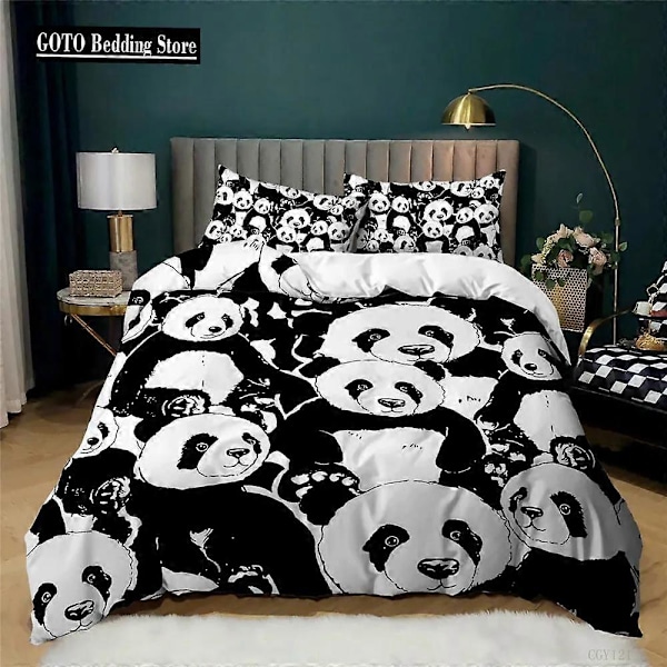v58 Sängkläder Sängset Panda Djur Barn Vinter Påslakanset Twin Full Queen King Sovrumsset Hemtextil Housse De Couette 3-Delars Sängkläder 135x200cm 53x78in