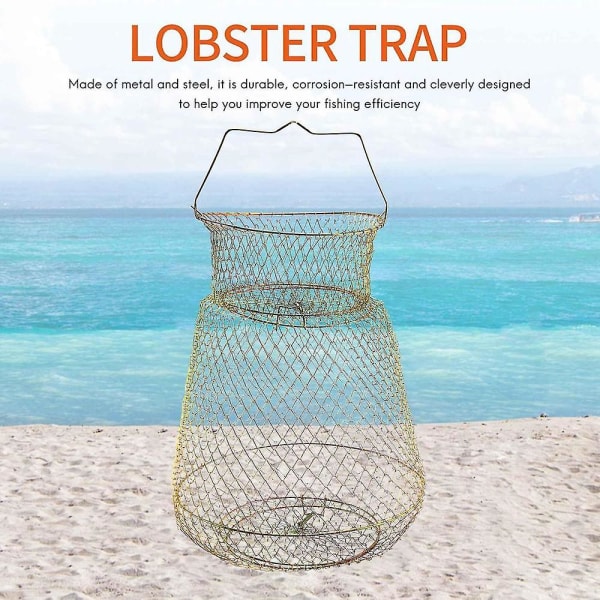 Vikbar bärbar ståltråd Fiskegryta Trap Net Crab Crawdad Cage Fiskkorg