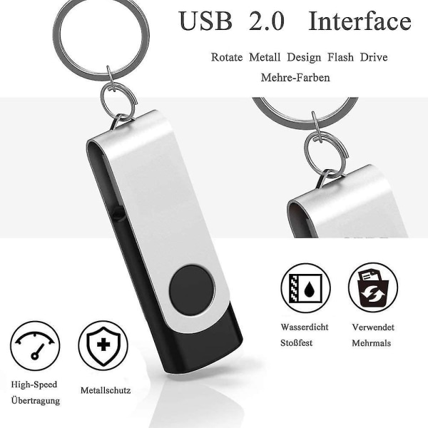2 Gt:n USB-muistitikku, 10 kappaleen pakkaus. USB 2.0 -muistitikku USB-muistitikkupussilla, pyörivä taitettava muisti Style 1