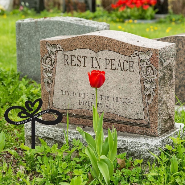 Minnesgravsmarkörer, Metall Memorial Stake Sympati Gravplakett Stake Graveyard Cemetery Dekorationer för Grave, Easter Garden Stakes