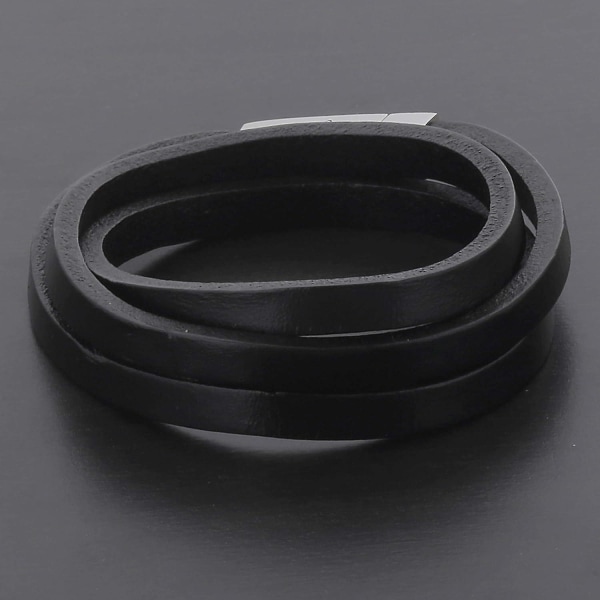 West Coast smycken mäns äkta svart läder wrap armband - 8 tum