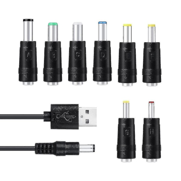 8in1 5v Usb Til Dc 5.5x2.1mm Plugg Ladningsledning For Vifte Høytaler Ruter Led-Lampe