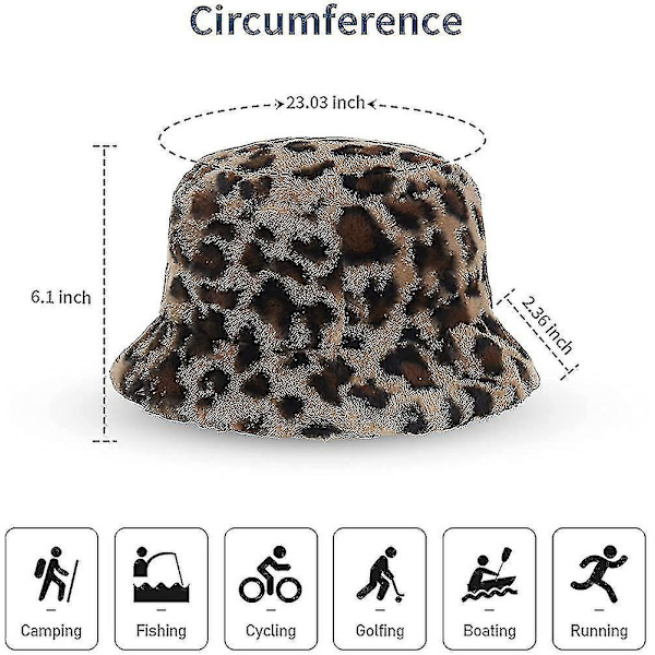 Mjuk och varm hinkhatt för kvinnor, vinterpäls, fuskpäls, varm hatt, bred brätte, mjuk hatt