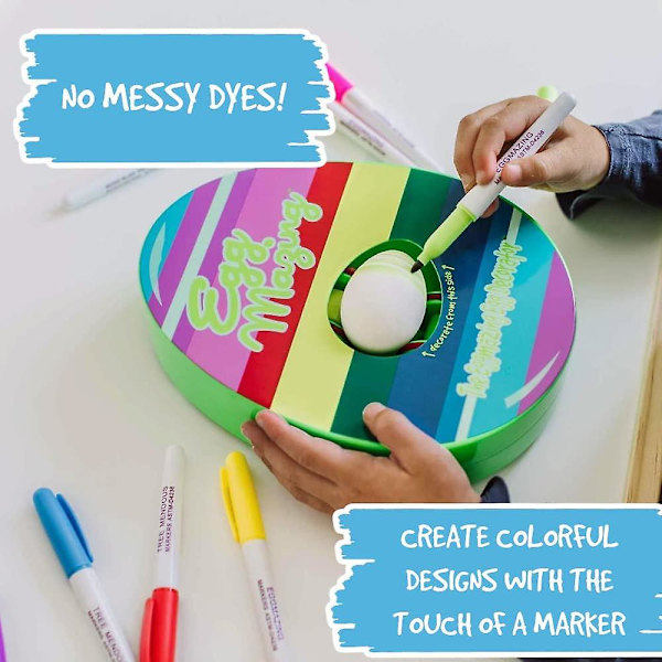 Æg-Mazing Påskeæg Mini Dekoratør Kit Kunst Og Håndværkssæt - Inkluderer Æg Dekoration Spinner Og 6 Markører [Emballage Kan Variere]