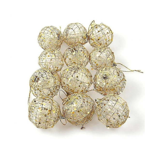 6 stk/sett Julepynt Gull Ball  Fest Ornament Dekorasjon Gylden Juleball 2023 Nyttår Julepynt