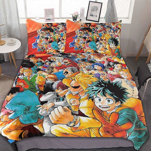 c16 My Hero Academia Peittosetti 3-osainen vuodevaatesetti Pehmeä lämmin ja mukava pehmeä sänkysetti, jossa 1 peittopussi ja 2 tyynyliinaa makuuhuoneeseen All S 200x200cm 78x78in