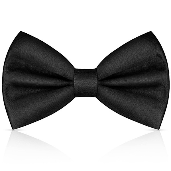 Sløyfe for menn, Klassisk ensfarget ferdigknytt sløyfe for menn, sateng smoking sløyfe, justerbar formell hals sløyfe for fester, bryllup (svart) black