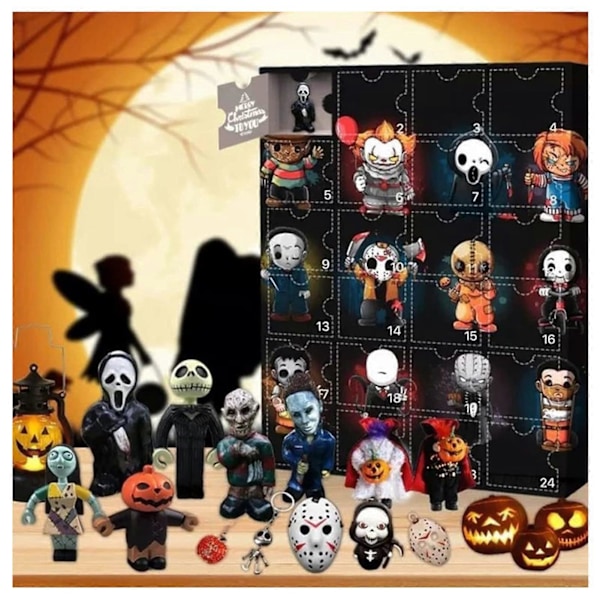 NY 24 Rutor Halloweenkalender Blind Box Dekorationer Kreativ Nedräkningskalender Blind Box för Barn Vuxna Halloweenfestleksaker C