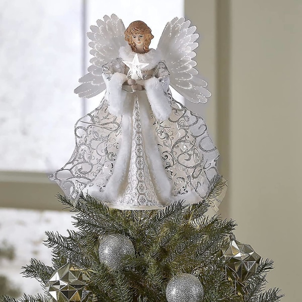 Efterårskampagne,juletræstoppere - Akryl, Hvid Angel Topper Fairy Treetop Pendant til dekorationer, ornamenter og festlig boligindretning, One Siz