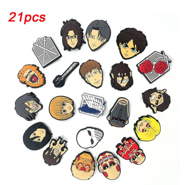 21 stk Anime Attack On Titan Sko Dekorasjon Charms For Croc Clog Dekorasjon Sandaler Tilbehør For Barn Voksne Festens Gunst Gaver