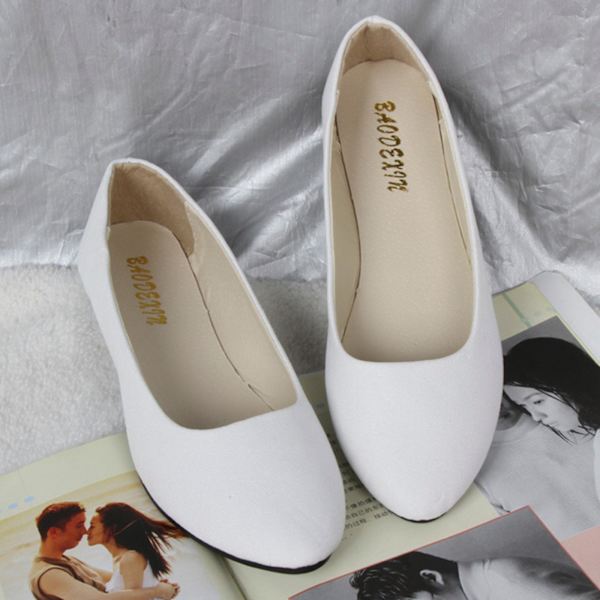 Dam Ballerina Dolly Pumps Platta Solid Slip On Loafers Mockaskor White 37