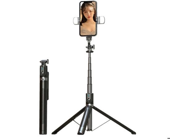 Extendable Tripod 180 cm - Integrated Remote Control - 2 Detachable LED Lights
