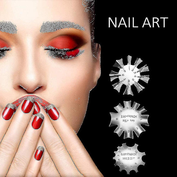 Neglekunst Manicure Kanttrimmer Cutter Model, Nem Fransk Smile Line Manicure Værktøj Rustfrit Stål Formet Akryl Gel Cutter Skimmel Kit Til DIY Akryl Neglekunst