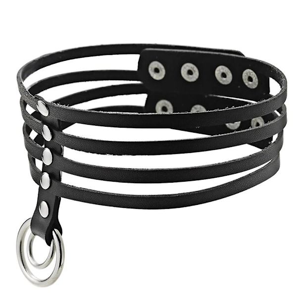 Unik Rund Choker Halsband PU Läder Sexig Present till Kvinnor Halsband Gothic Punk Hals Smycken Sexleksaker X633c