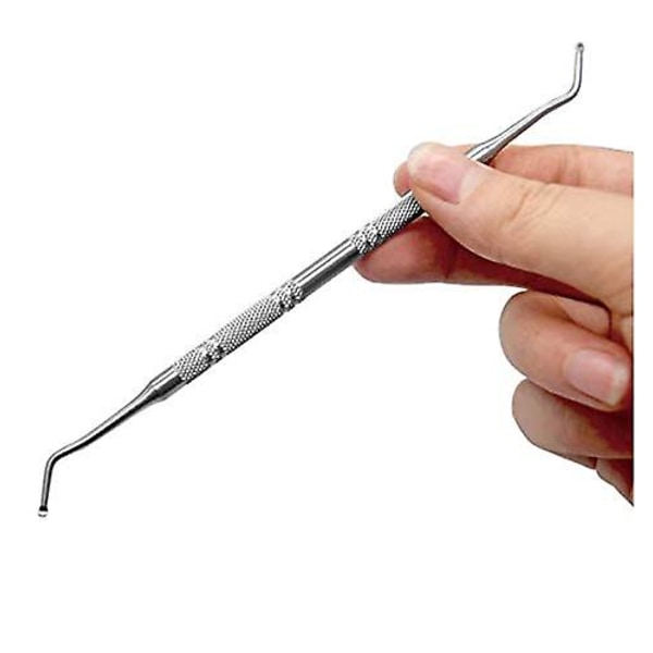 Rostfritt stål rustning remover paronychia nagelband pedikyr dubbelhuvud nagelspår skopa fästing ortodontisk nagel tånagel plocka verktyg, ta bort smuts F
