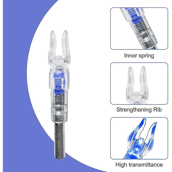 10 stk bueskyting bue nock, led nock automatisk tent nock 6,2 mm led glødende pil nock hale for jakt skyting