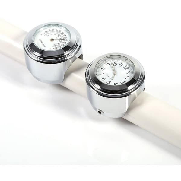 7/8\" 1\" Motorcykelstyr Montering Ur & Termometer Temp Hvid