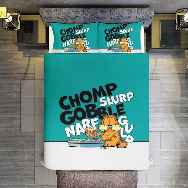 v7273 Sengetøj Spises Mad Garfield Dynebetræk Sæt Blødt 3 Dele Enkelt Sengetøj Sæt Tykkere til Alle Årstider, 1 Dyne 2 Pudebetræk Sengetøj 240x260cm 94x102in
