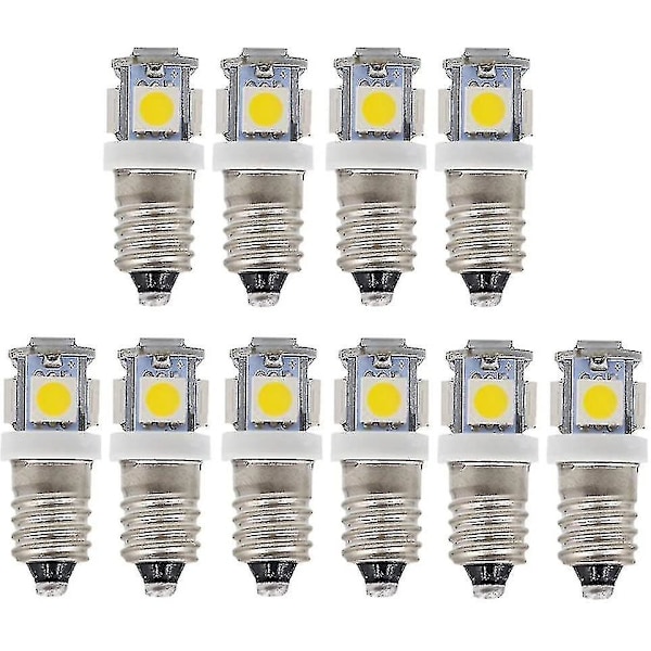 10 stk. E10 9v Cool White 5smd 5w LED-pærer (cool White, 9v)